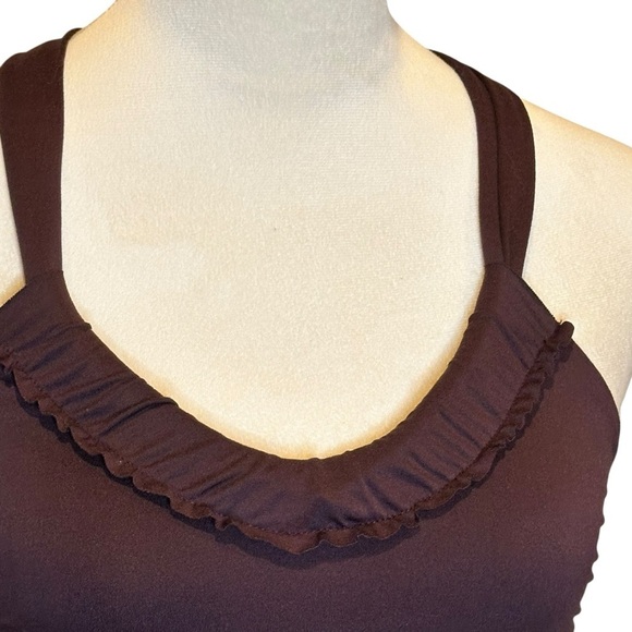 FREE PEOPLE ​Movement Down The Line Ruffle-Trim Brown Sports Bra Women’s Size XS - Picture 4 of 10